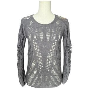 ALO Yoga Wanderer Long Sleeve Top Charcoal Heather Gray Active Shirt Size M/L